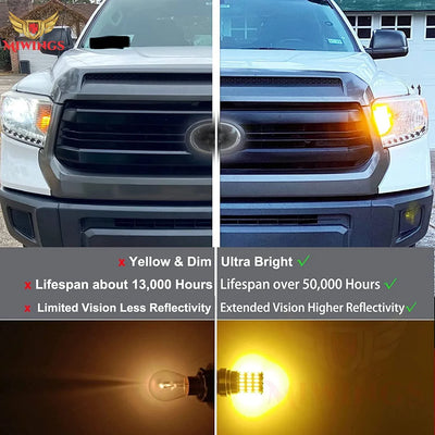 Orange LED Indicator Bulb Bright 360° Reflecting LED Indicator Bulbs Light (STRAIGHT PIN LED ) 2pc Indicator Light Car, Motorbike LED (12 V, 10 W) (Universal For Bike, Universal For Car, Pack of 1) - Biker.Store - www.biker.store