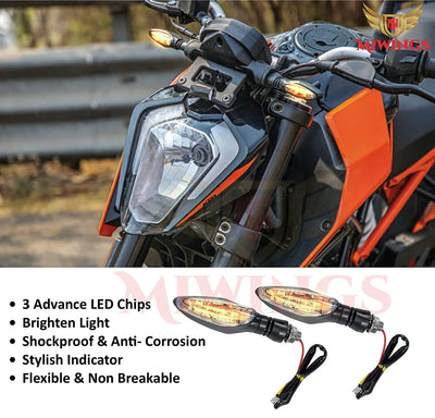 3 LED Universal Motorcycle Bright LED Amber Turn Signal Light Indicator Brake Lamps for All Bike Bike ( Pack of 2, Color Amber ) - Biker.Store - www.biker.store