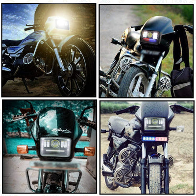 Splendor LED Projector Headlight Assembly Hi/Low Beam With 3 Mode Red and Blue Flashing For Hero Splendor Plus, Splendor Pro, Splendor - Biker.Store - www.biker.store
