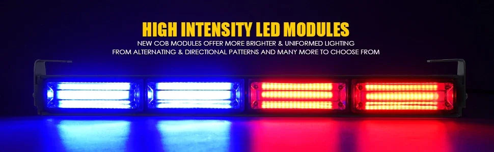 Led Red Blue Strobe Light Flasher Bar 24 Inch COB 42W LED Lights, safety Flashing Red Blue Light Bars with Cigar Lighter for Cars, Trucks, Bikes (Red Blue Strobe Light Bar 24 Inch) - Biker.Store - www.biker.store