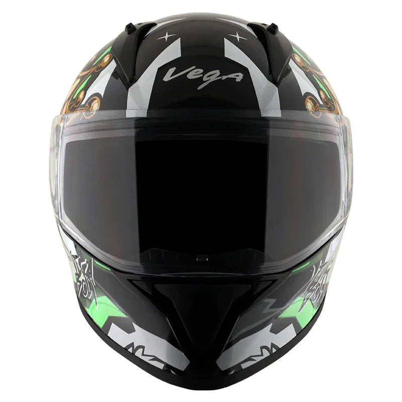 Vega Bolt Crown Men Black Neon Green Helmet - Biker.Store - www.biker.store