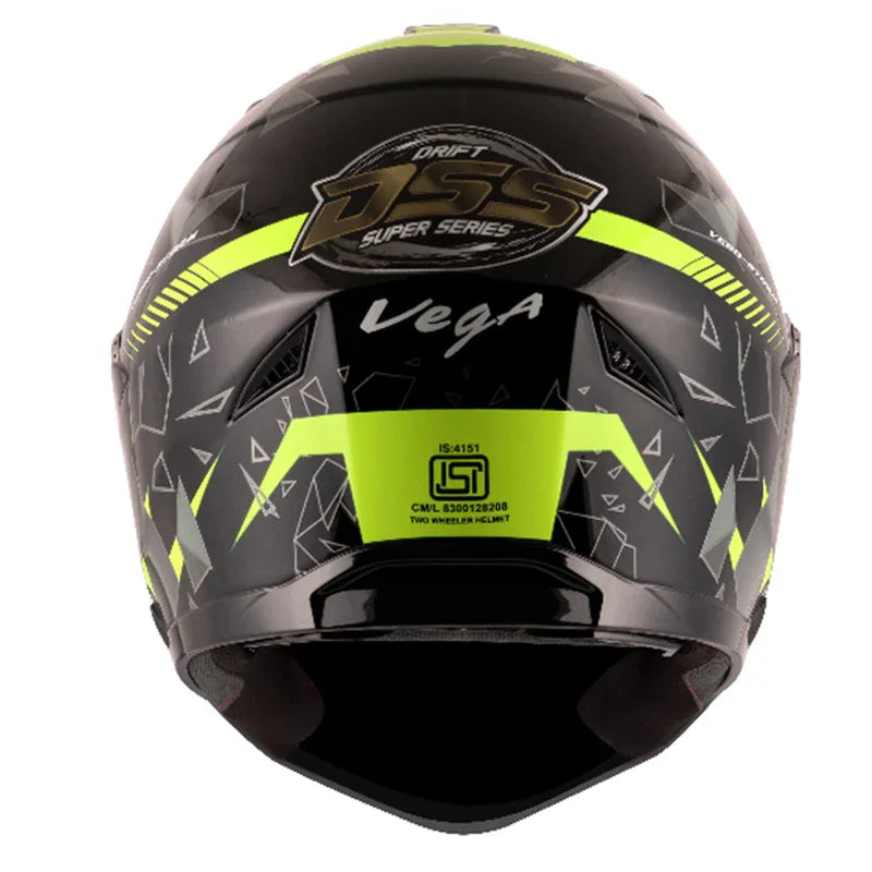 Vega Storm Drift Black Neon Yellow Helmet - Biker.Store - www.biker.store