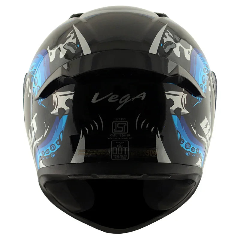 Vega Bolt Octopus Black Blue Helmet - Biker.Store - www.biker.store