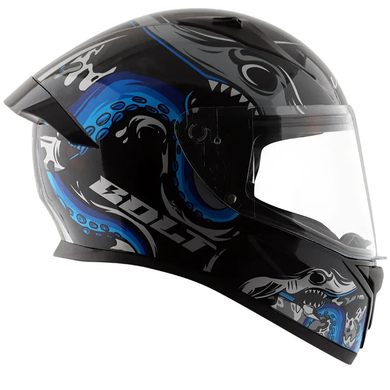 Vega Bolt Octopus Black Blue Helmet - Biker.Store - www.biker.store