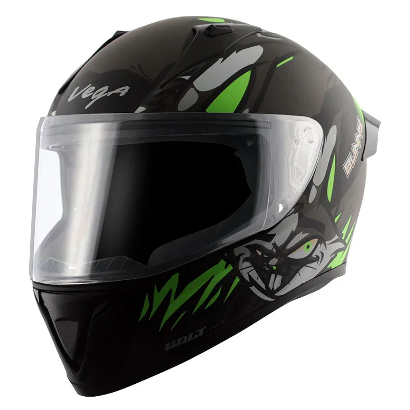 Vega Bolt Bunny Dull Black Green Helmet - Biker.Store - www.biker.store