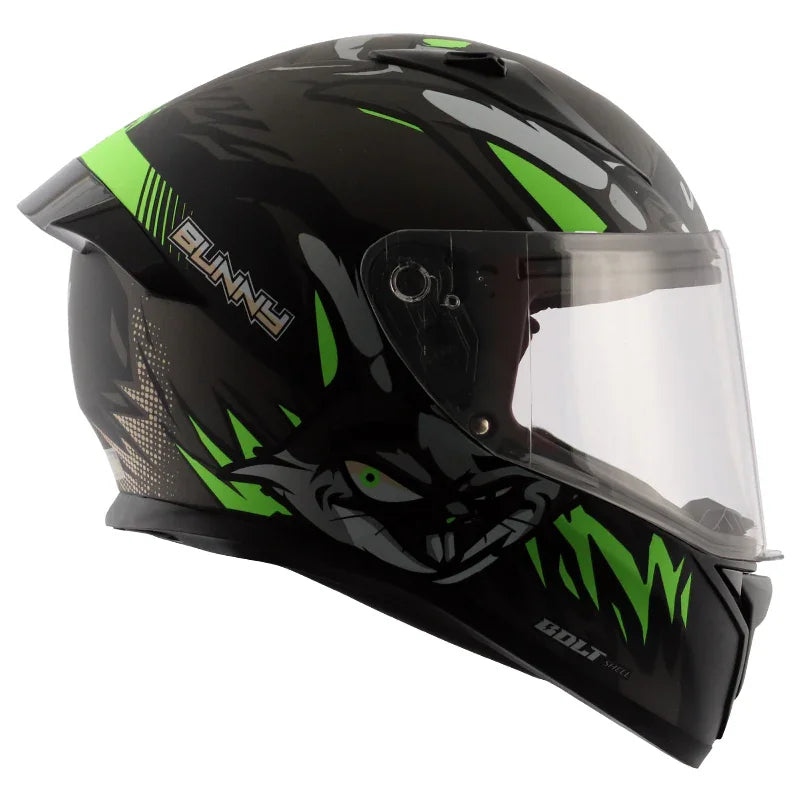 Vega Bolt Bunny Dull Black Green Helmet - Biker.Store - www.biker.store