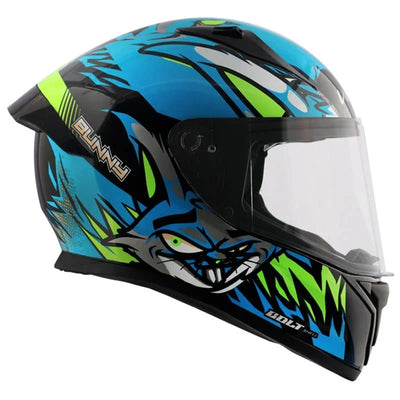 Vega Bolt Bunny Black Neon Blue Helmet - Biker.Store - www.biker.store