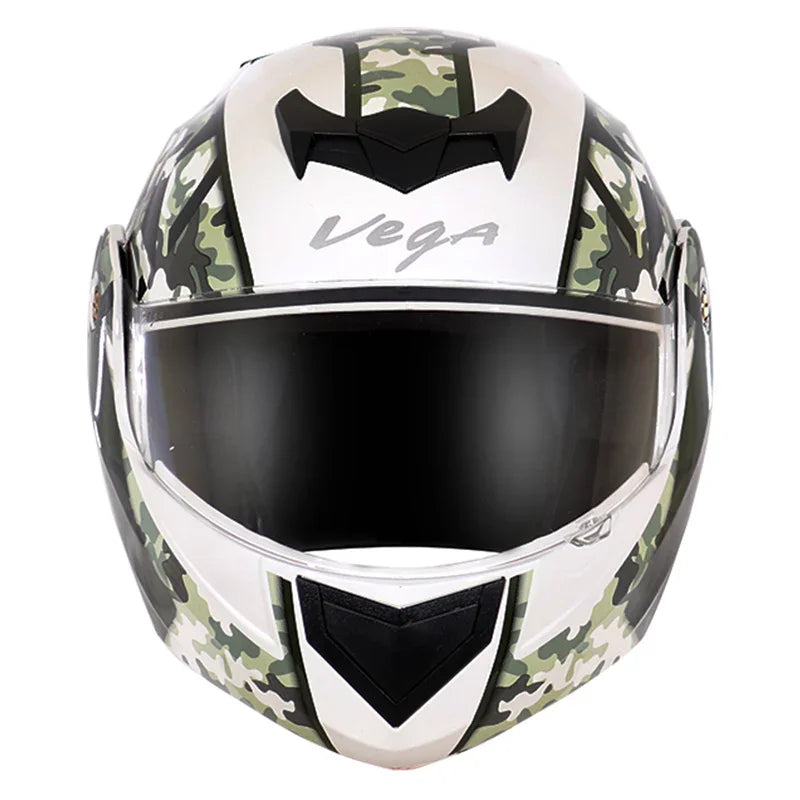 Vega Crux Dx Camouflage White Battle Green Helmet - Biker.Store - www.biker.store