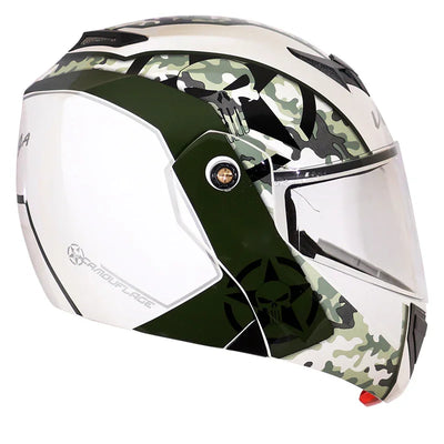 Vega Crux Dx Camouflage White Battle Green Helmet - Biker.Store - www.biker.store