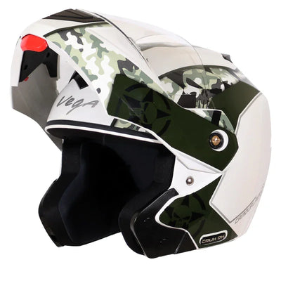 Vega Crux Dx Camouflage White Battle Green Helmet - Biker.Store - www.biker.store