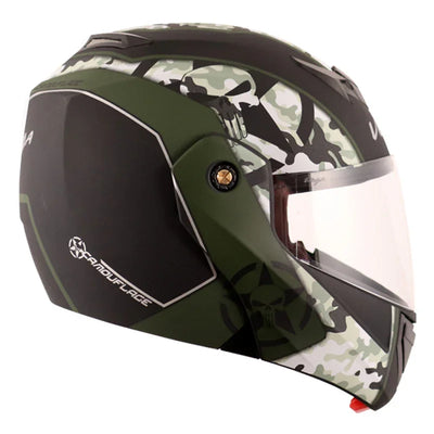Vega Crux Dx Camouflage Dull Black Battle Green Helmet - Biker.Store - www.biker.store
