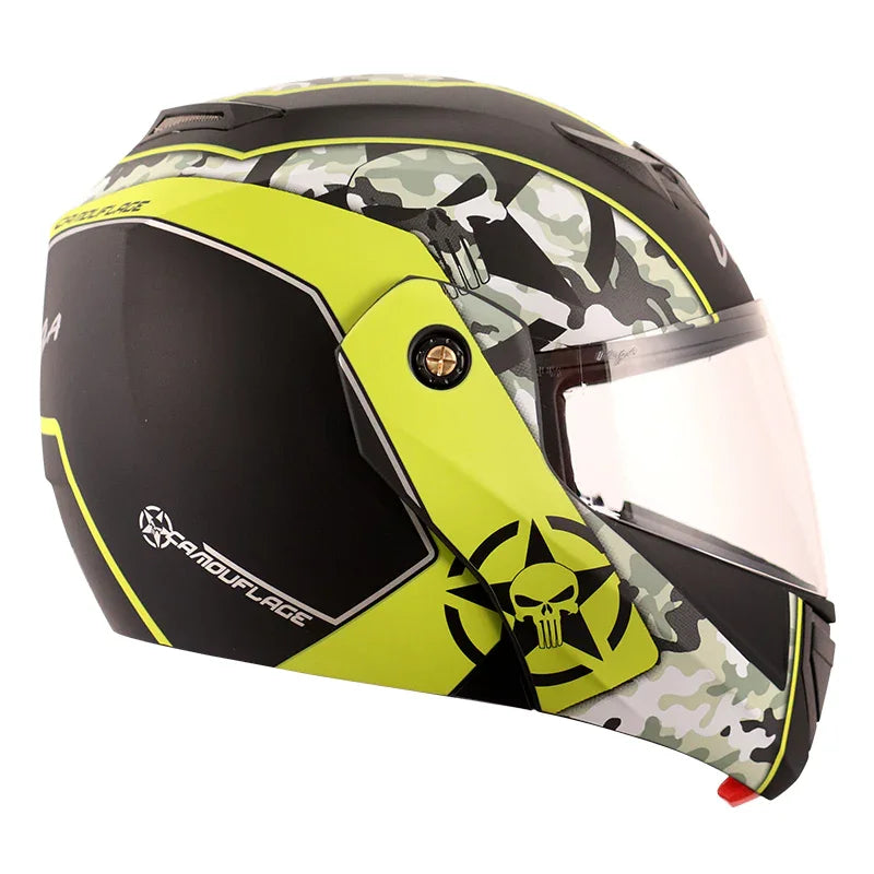Vega Crux Dx Camouflage Dull Black Neon Yellow Helmet - Biker.Store - www.biker.store
