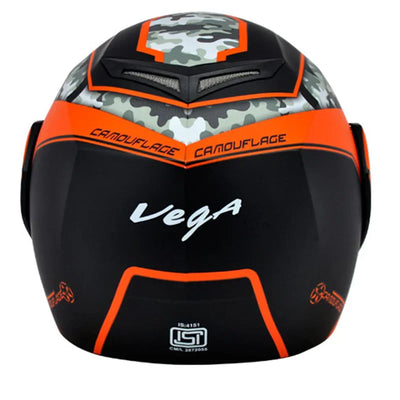 Vega Crux Dx Camouflage Dull Black Orange Helmet - Biker.Store - www.biker.store