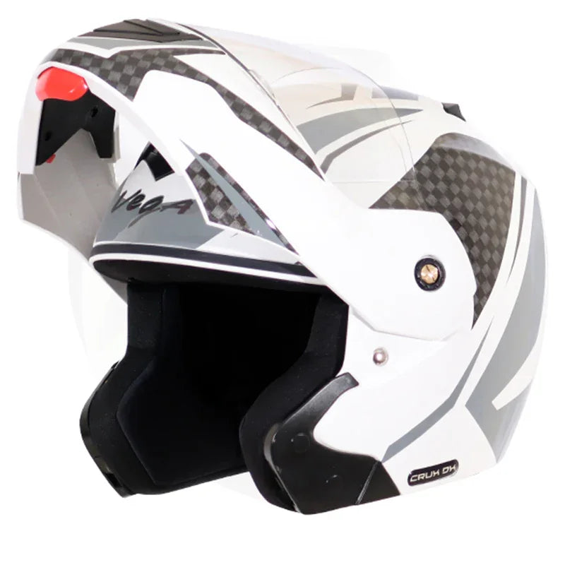 Vega Crux Dx Checks White Silver Helmet - Biker.Store - www.biker.store
