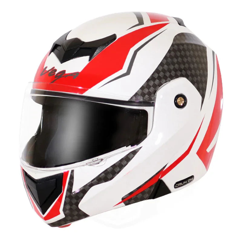 Vega Crux Dx Checks White Red Helmet - Biker.Store - www.biker.store