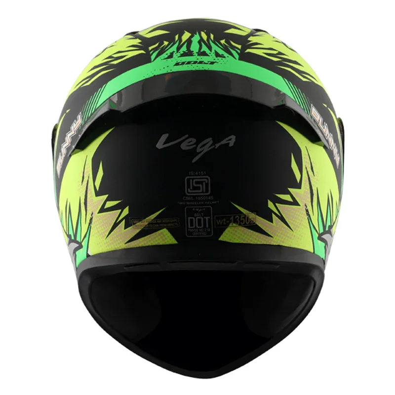 Vega Bolt Bunny Dull Black Neon Yellow Helmet - Biker.Store - www.biker.store