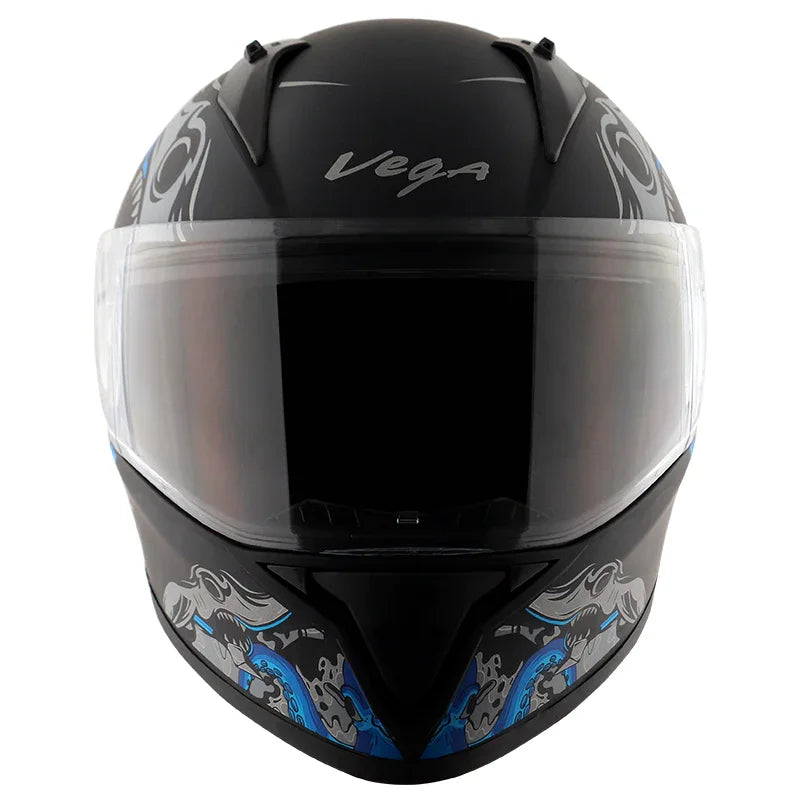 Vega Bolt Octopus Dull Black Blue Helmet - Biker.Store - www.biker.store
