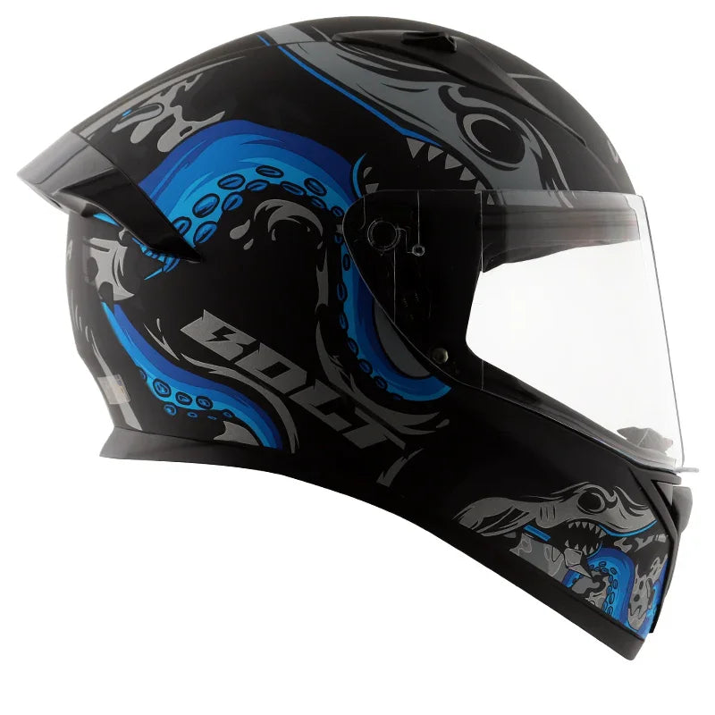 Vega Bolt Octopus Dull Black Blue Helmet - Biker.Store - www.biker.store