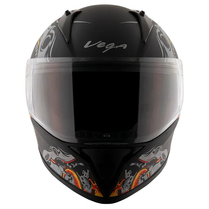 Vega Bolt Octopus Dull Black Orange Helmet - Biker.Store - www.biker.store