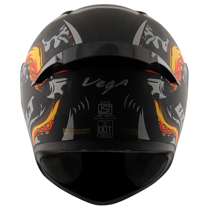 Vega Bolt Octopus Dull Black Orange Helmet - Biker.Store - www.biker.store