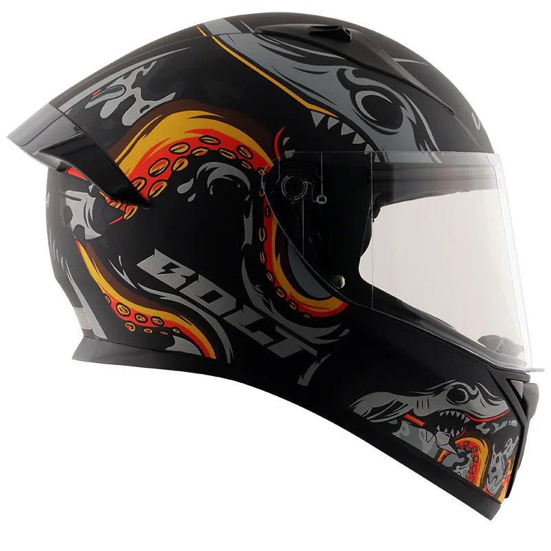 Vega Bolt Octopus Dull Black Orange Helmet - Biker.Store - www.biker.store