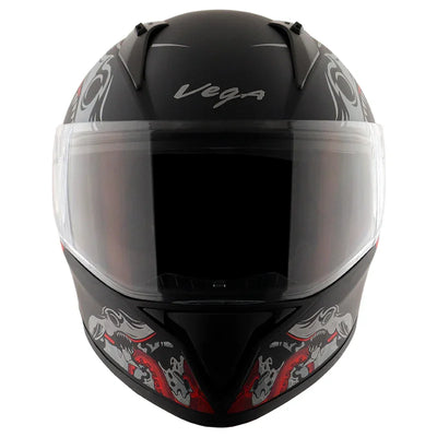 Vega Bolt Octopus Dull Black Red Helmet - Biker.Store - www.biker.store
