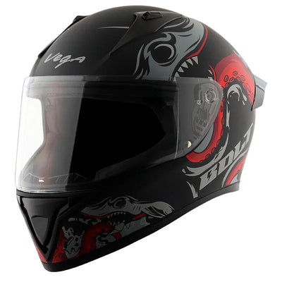 Vega Bolt Octopus Dull Black Red Helmet - Biker.Store - www.biker.store
