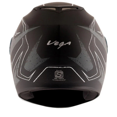 Vega Edge DX Crystal Dull Black Silver Helmet - Biker.Store - www.biker.store