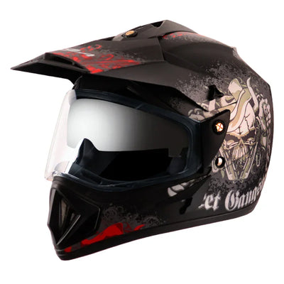 Vega Off Road D/V Gangster Dull Black Red Helmet - Biker.Store - www.biker.store