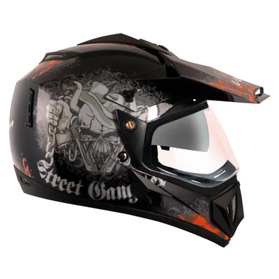 Vega Off Road D/V Gangster Black Orange Helmet - Biker.Store - www.biker.store