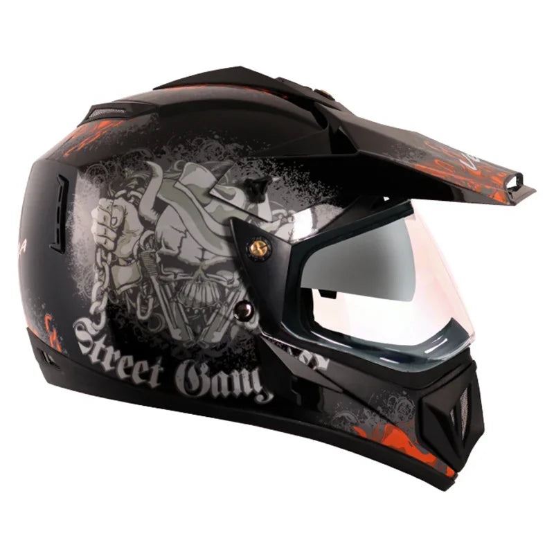 Vega Off Road D/V Gangster Black Orange Helmet - Biker.Store - www.biker.store