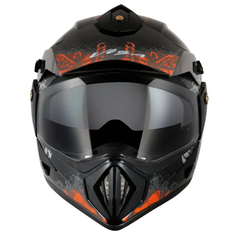 Vega Off Road D/V Gangster Black Orange Helmet - Biker.Store - www.biker.store