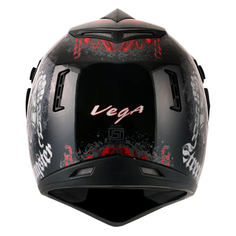 Vega Off Road D/V Gangster Black Red Helmet - Biker.Store - www.biker.store