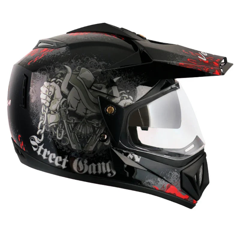 Vega Off Road D/V Gangster Black Red Helmet - Biker.Store - www.biker.store