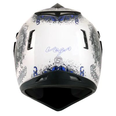 Vega Off Road D/V Gangster White Blue Helmet - Biker.Store - www.biker.store