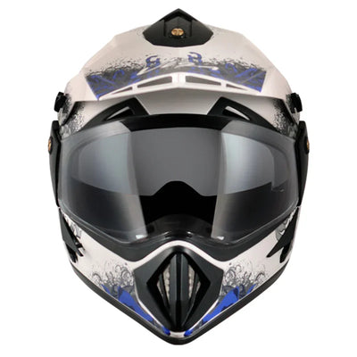 Vega Off Road D/V Gangster White Blue Helmet - Biker.Store - www.biker.store