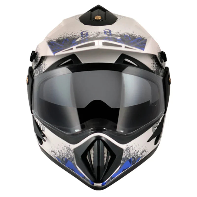 Vega Off Road D/V Gangster White Blue Helmet - Biker.Store - www.biker.store