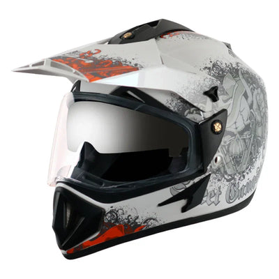 Vega Off Road D/V Gangster White Orange Helmet - Biker.Store - www.biker.store