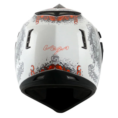 Vega Off Road D/V Gangster White Orange Helmet - Biker.Store - www.biker.store