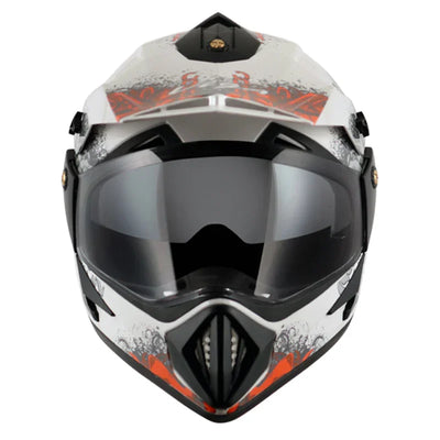 Vega Off Road D/V Gangster White Orange Helmet - Biker.Store - www.biker.store