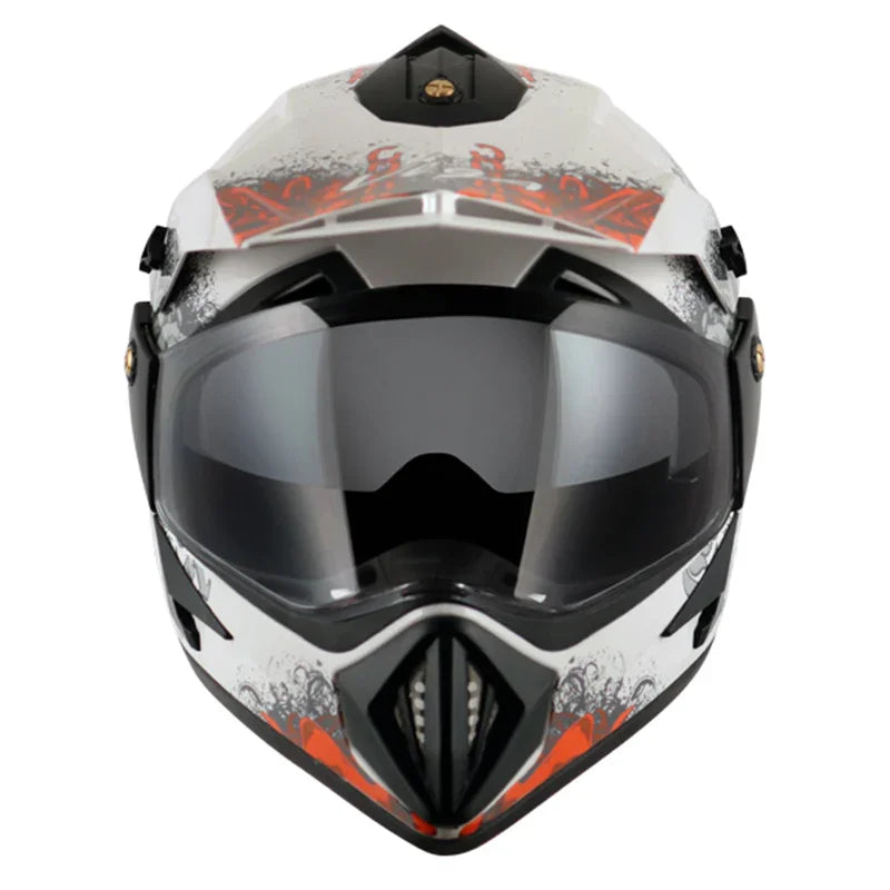 Vega Off Road D/V Gangster White Orange Helmet - Biker.Store - www.biker.store