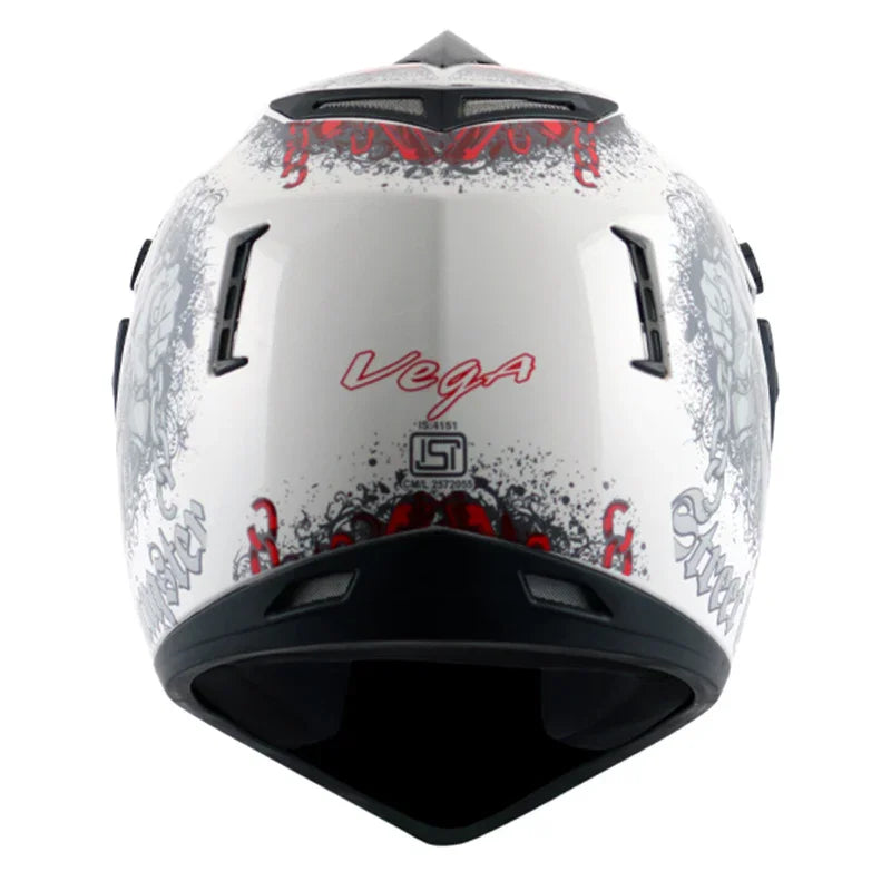 Vega Off Road D/V Gangster White Red Helmet - Biker.Store - www.biker.store