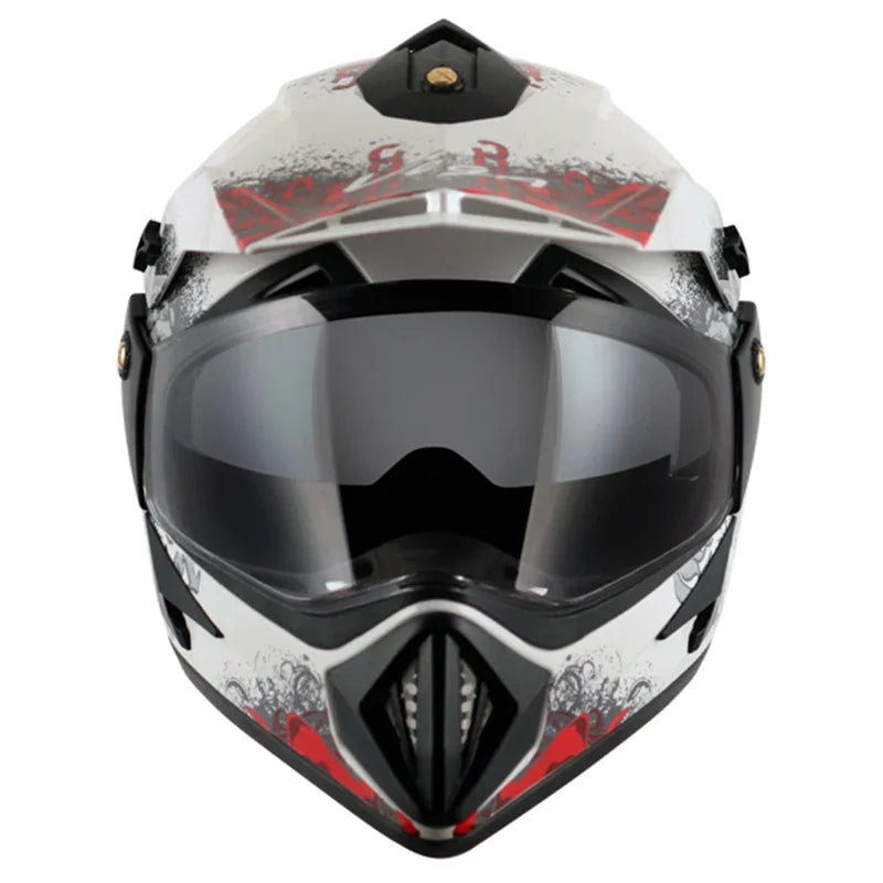 Vega Off Road D/V Gangster White Red Helmet - Biker.Store - www.biker.store
