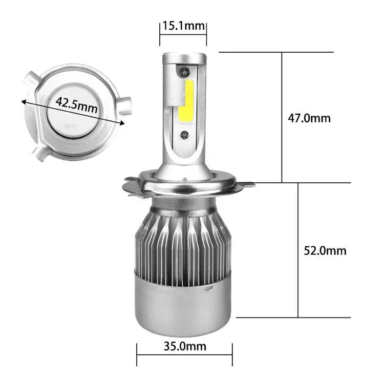 C6 ORIGINAL Single Pc For Bike 6500K LED Headlight Conversion Bulb 72W H4 - SINGLE Pc For Bike (White) Type H4 - Biker.Store - www.biker.store