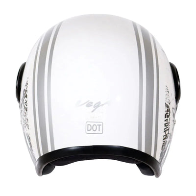 Vega Jet Old School W/Visor White Silver Helmet - Biker.Store - www.biker.store