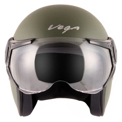 Vega JET W/Visor Dull Army Green Helmet - Biker.Store - www.biker.store