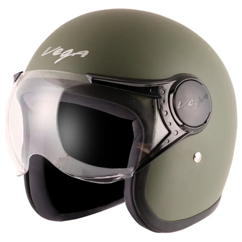 Vega JET W/Visor Dull Army Green Helmet - Biker.Store - www.biker.store