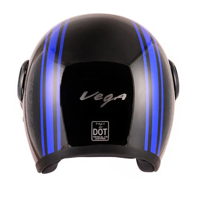 Vega Jet Old School W/Visor Black Blue Helmet - Biker.Store - www.biker.store