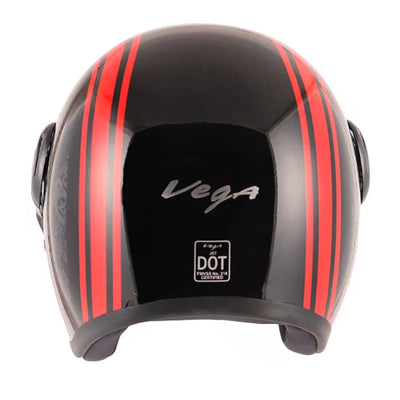 Vega Jet Old School W/Visor Black Red Helmet - Biker.Store - www.biker.store