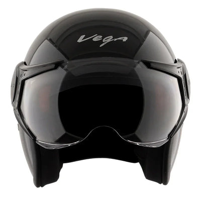 Vega Jet Star W/Visor Black Silver Helmet - Biker.Store - www.biker.store